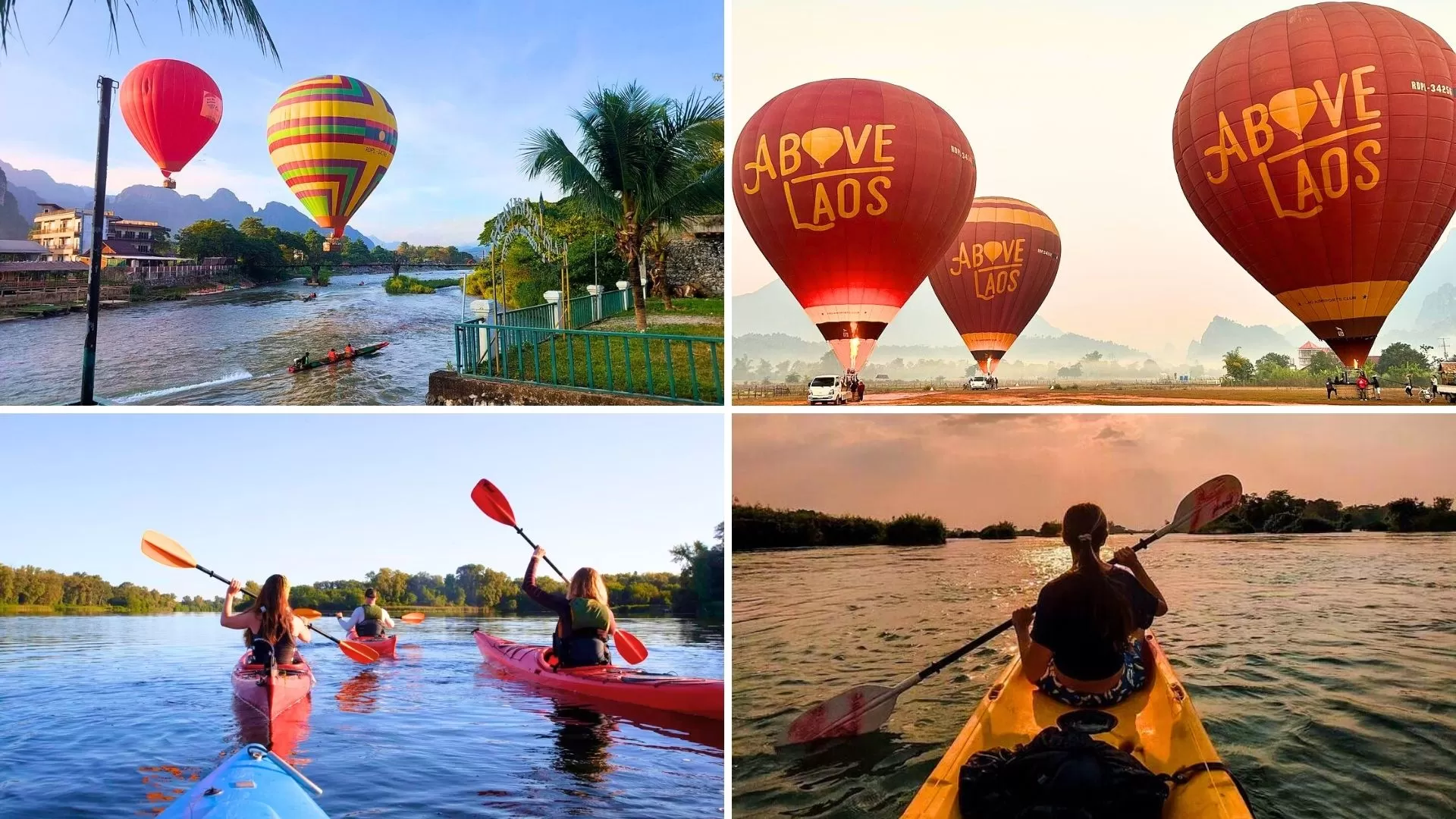 Go kayaking or hot air ballooning in Vang Vieng