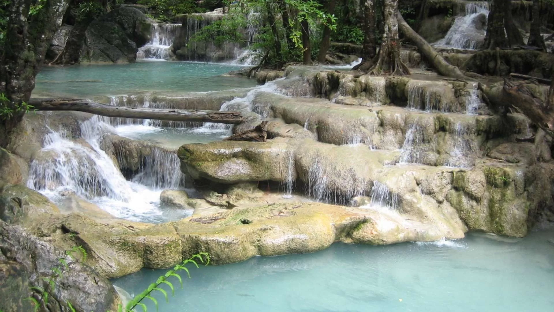 The stunning Erawan Waterfall